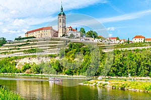 Melnik Castle on the hill above Labe and Vltava River confluence, Czech Republic