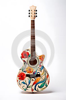 Melodic Blooms: Hand-Painted Floral Acoustic Guitar