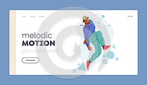 Melodic Motion Landing Page Template. Young African American Male Character Defying Norms With A Daring Pose