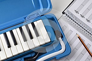 Melodica in case elements for the study of music