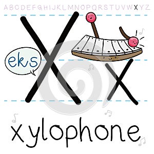Melodious Xylophone ready for Concert during Grammar Lesson, Vector Illustration