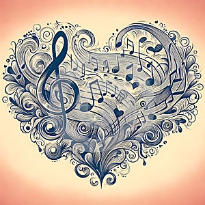 Melody of love: illustration of tender notes