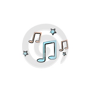 melody notes colored icon. Element of birthday icon for mobile concept and web apps. Color melody notes icon can be used for web a