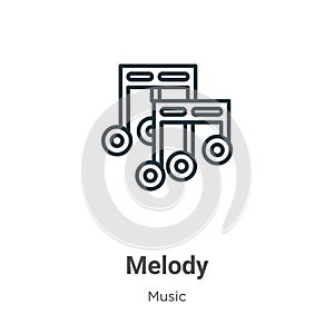 Melody outline vector icon. Thin line black melody icon, flat vector simple element illustration from editable music concept