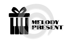 Melody piano music Present gift box logo concept design