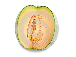 Melon fruit isolated on the white background.