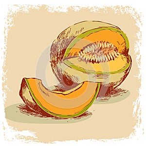 Melon hand drawn. illustration