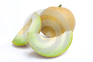 Melon honeydew and two melon slices photo