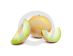 Melon honeydew and two melon slices photo