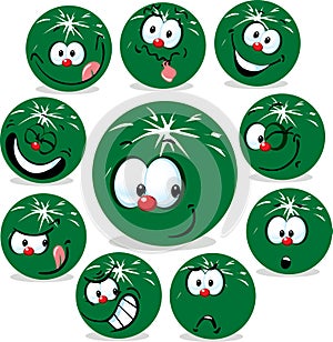 Melon icon cartoon with funny faces isolated