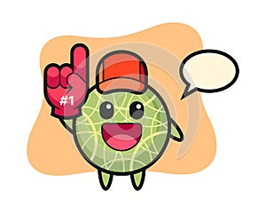 Melon illustration cartoon with number 1 fans glove