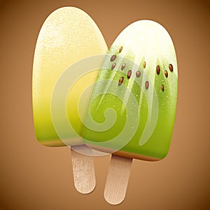 Melon and kiwi fruit taste ice cream