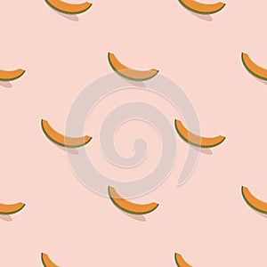 Melon seamless pattern. Vegan organic eco fruit background. vector illustration