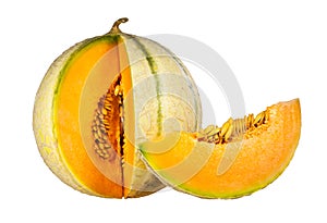 Melon slice isolated white background