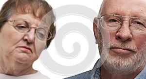 Meloncholy Senior Couple on White