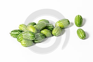 Melothria scabra, Mexican sour cucumber gherkin isolated on white background