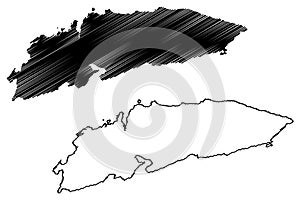 Meloya island Kingdom of Norway map vector illustration, scribble sketch Meloya or Meloy map