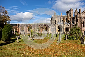 Melrose Abbey ruins in autumn - Scottish Borders