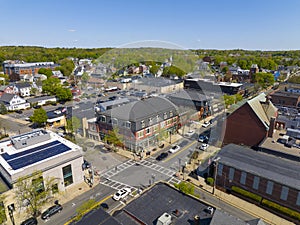 Melrose city center aerial view, Massachusetts, USA