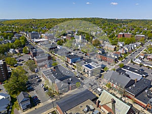 Melrose city center aerial view, Massachusetts, USA