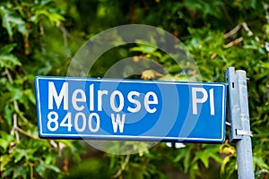 Melrose Place Road Sign in Los Angeles