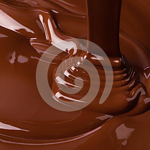 Melt dark chocolate, sweet background. liquid cocoa texture