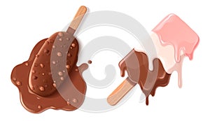 Melt ice cream summer icon isolated vector design