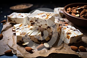 Melt-in-mouth Nutty nougat. Generate Ai photo
