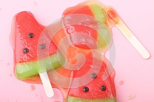 Melt watermelon shaped ice cream pops