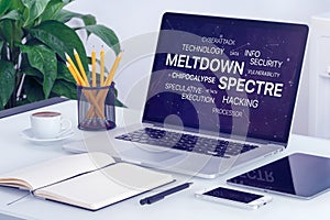 Meltdown and spectre threat concept on laptop screen photo