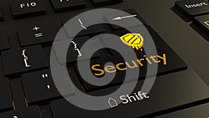 Meltdown symbol in yellow on black keyboard enter key cybersecurity concept