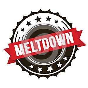 MELTDOWN text on red brown ribbon stamp