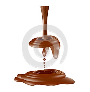 Melted braun chocolate, liquid in 3d photo