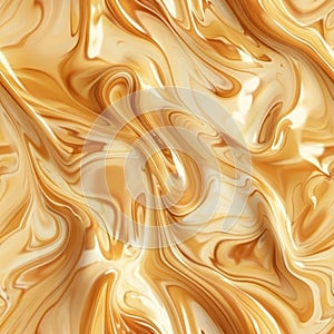 Melted Caramel Seamless Pattern, Ice Cream Waves Tile, Smooth Icecream Texture, Custard Endless Background