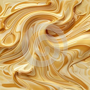 Melted Caramel Seamless Pattern, Ice Cream Waves Tile, Smooth Icecream Texture, Custard Endless Background