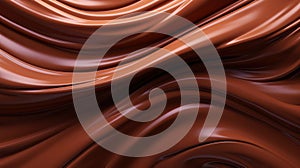 Melted chocolate background. Brown liquid swirls. Generative AI