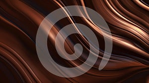 Melted chocolate background. Brown liquid swirls. Generative AI