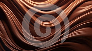 Melted chocolate background. Brown liquid swirls. Generative AI