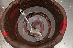 Melted chocolate in a bowl