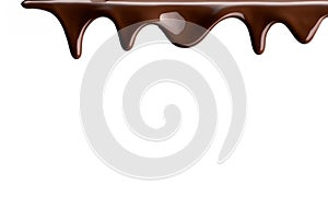 Melted chocolate drip. Milk chocolate liquid texture. Flowing creamy swirl wave