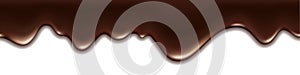 Melted chocolate drip. Milk chocolate liquid texture.  Flowing creamy swirl wave.  Dark brown splash wave. Background pattern for