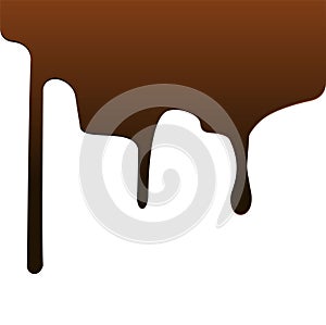 melted chocolate dripping on white background
