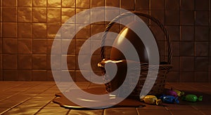 Melted Chocolate Easter Egg in a Basket