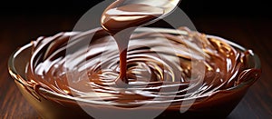 Melted chocolate in a glass bowl close-up