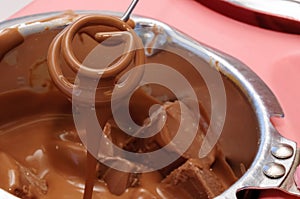 Melted chocolate on wisk