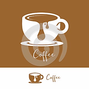 Melted coffee vector logo template