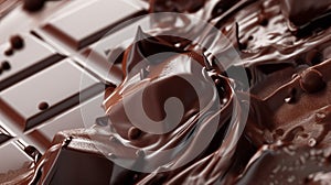 melted dark chocolate flow, candy or chocolate preparation