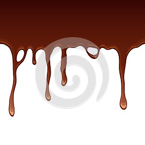 Melted flowing chocolate drips border vector