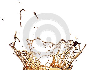 Melted gold or oil splashes isolated on white