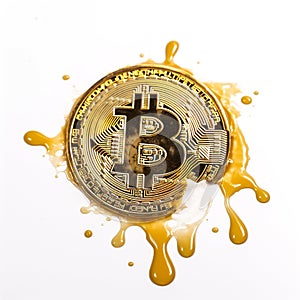 melted golden bitcoin